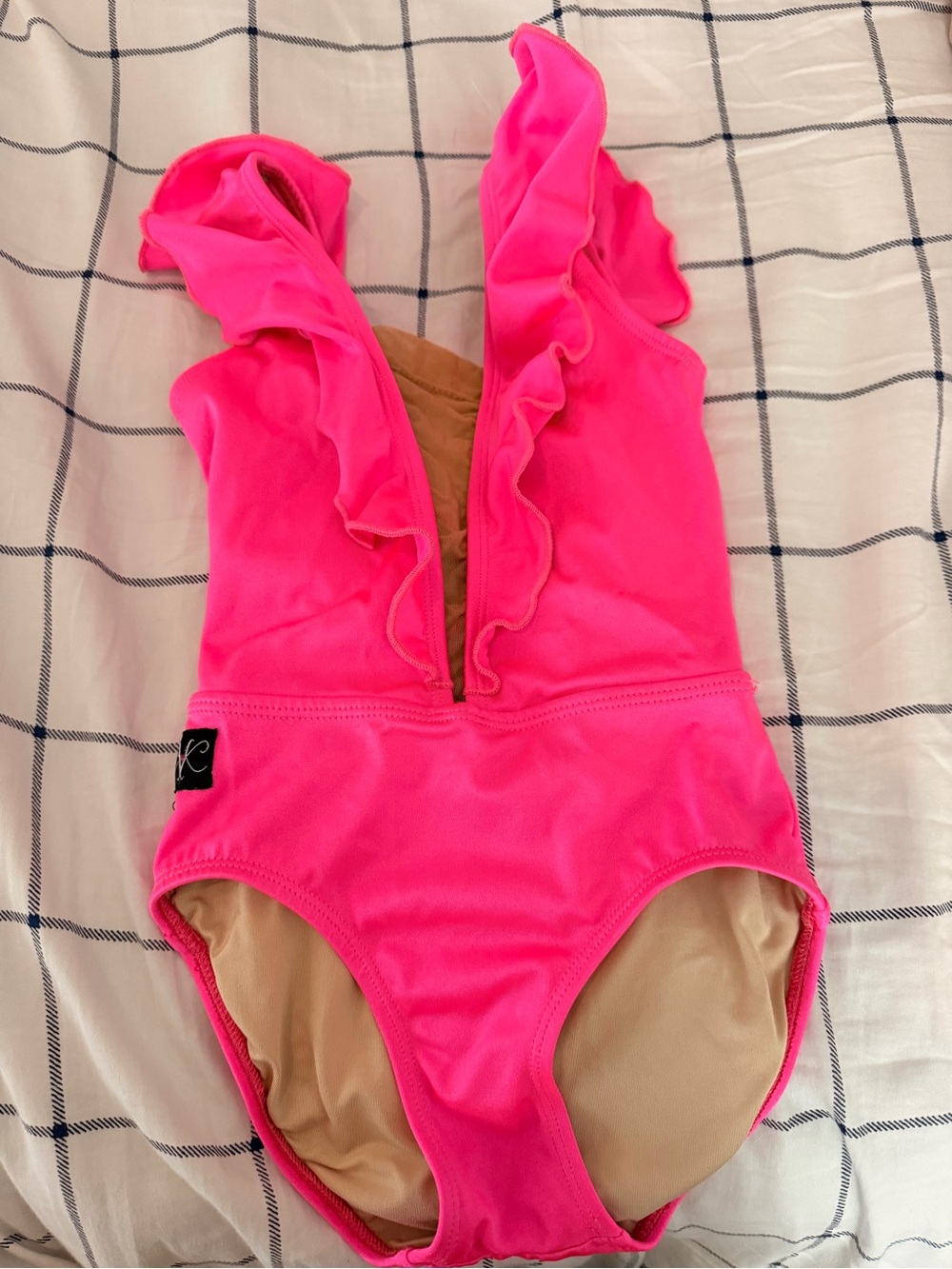 Bright Pink Ruffle One-Piece dance leotard